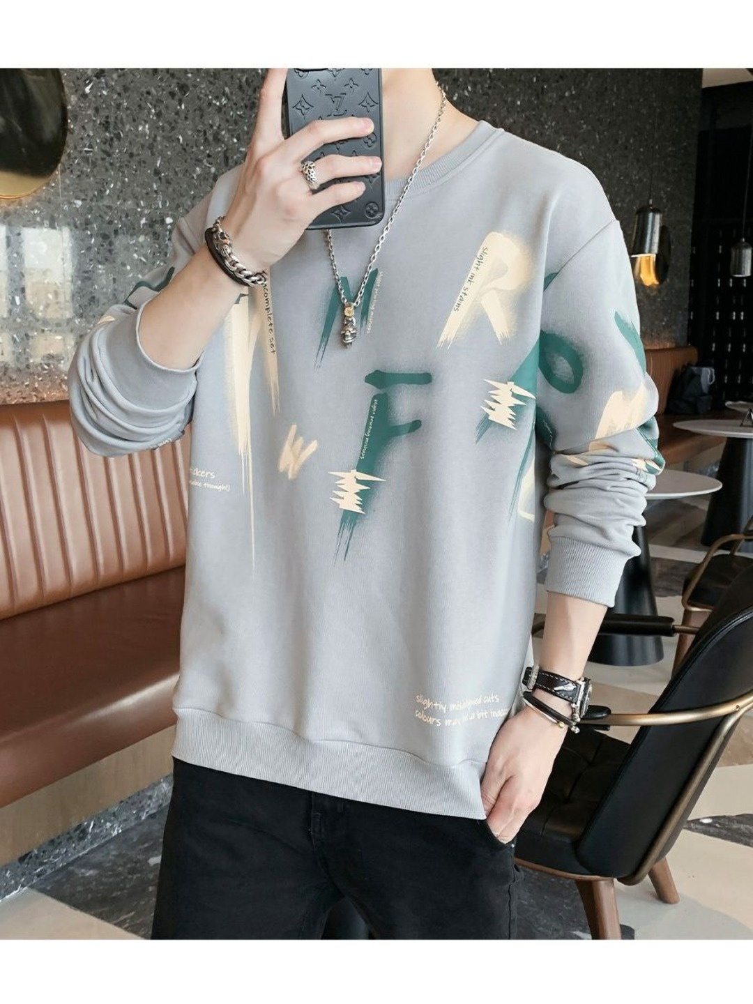 

STI Men Typography Printed Drop-Shoulder Sleeves Casual T-shirt, Grey