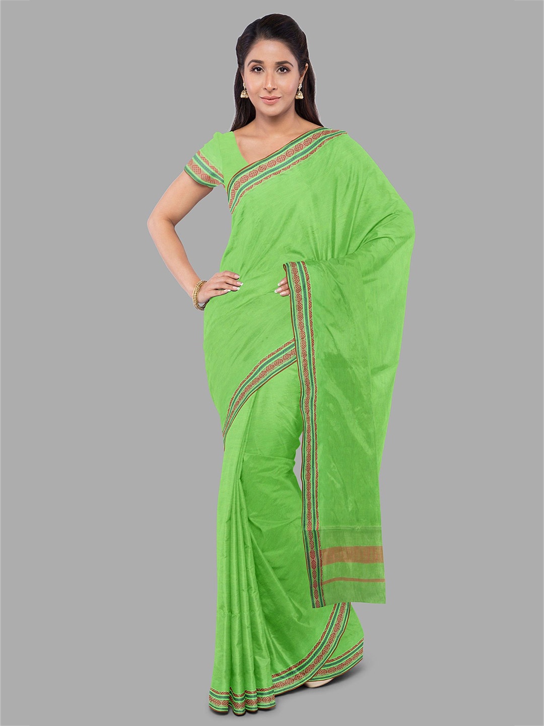 

The Chennai Silks Pure Cotton Fusion Muga Saree, Green