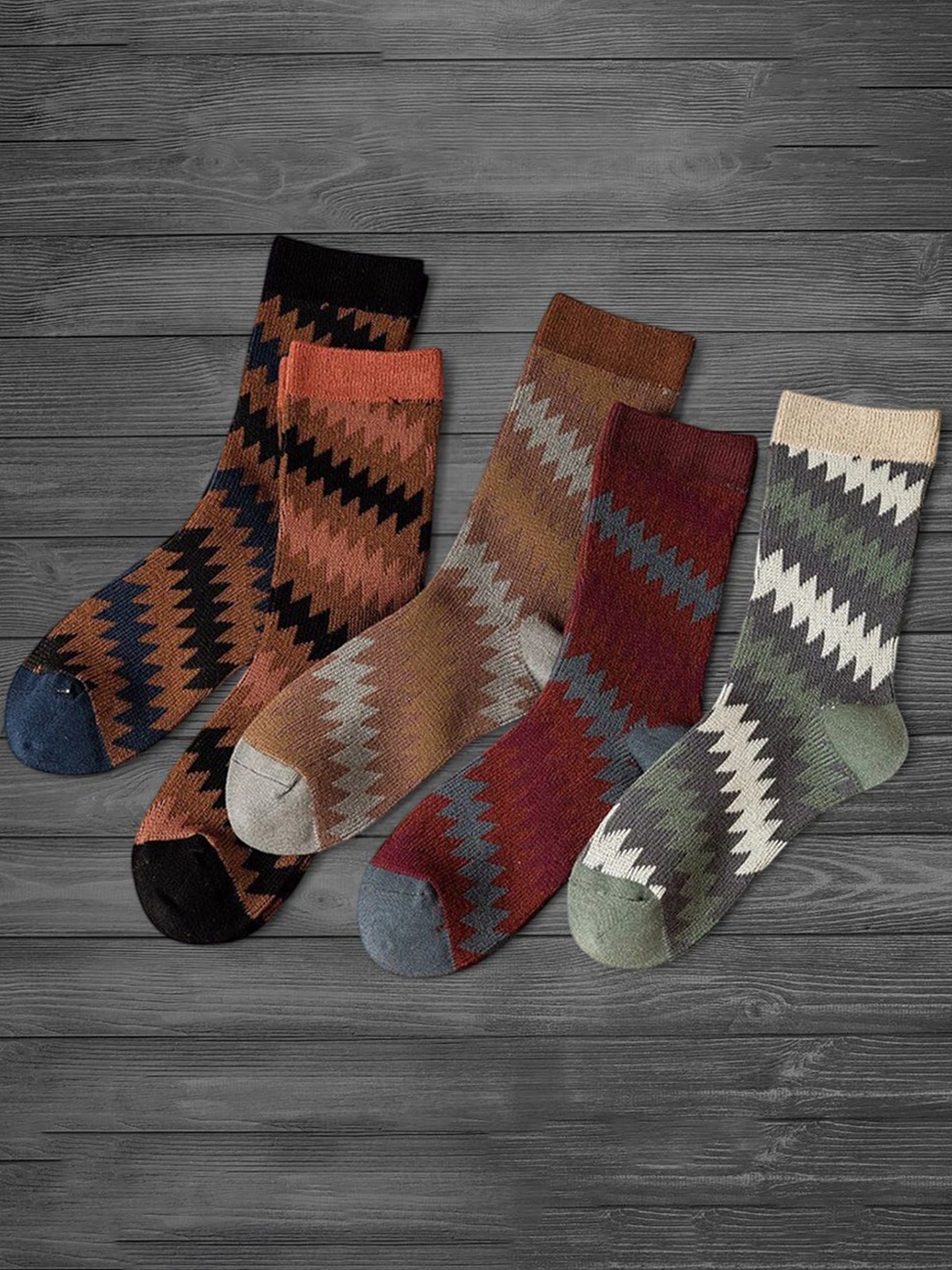 

Sockscarving Unisex Pack Of 5 Striped Cotton Calf-Length Socks, Grey