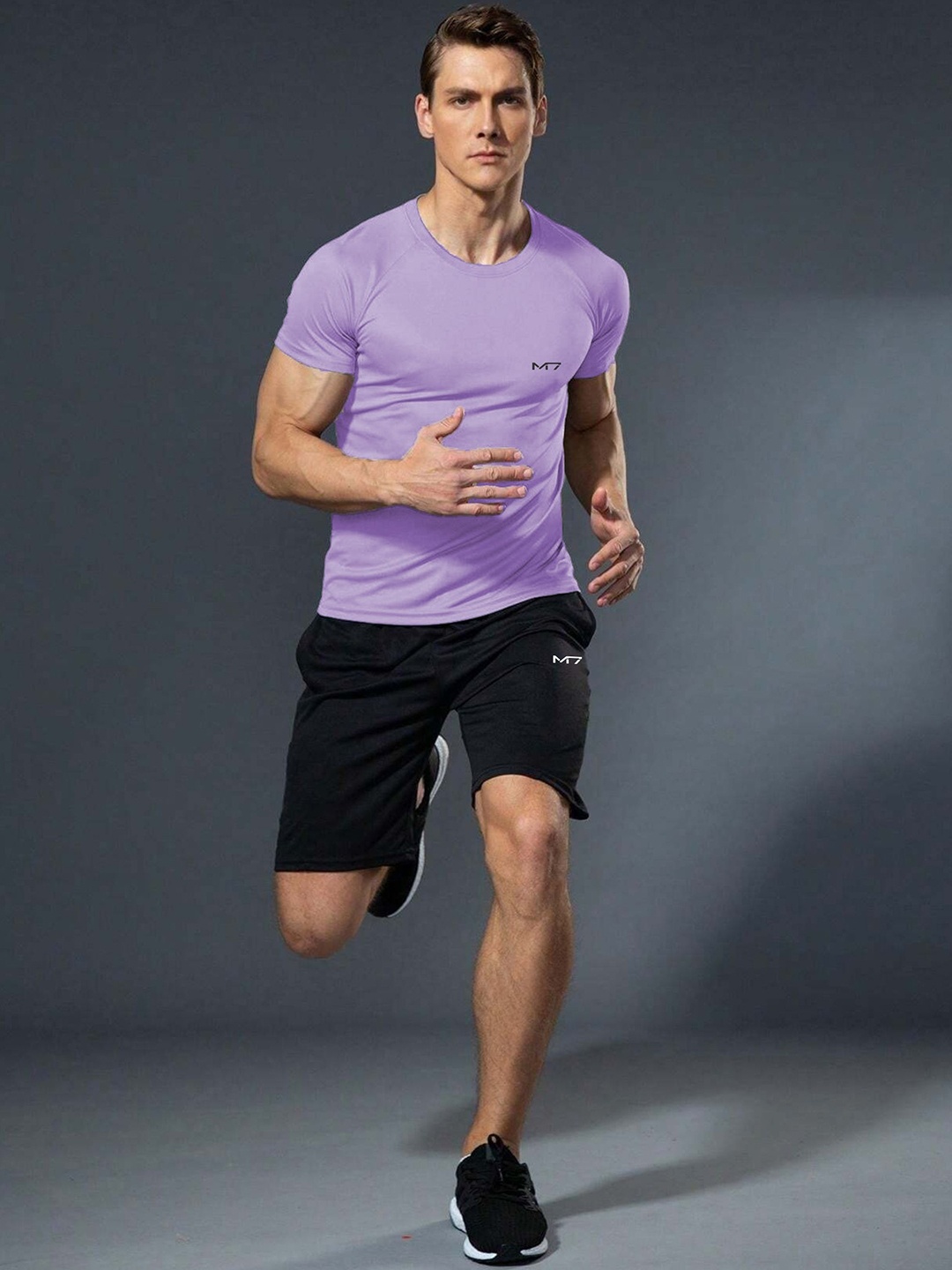 

M7 by Metronaut Men T-shirt With Shorts Co-Ords, Purple