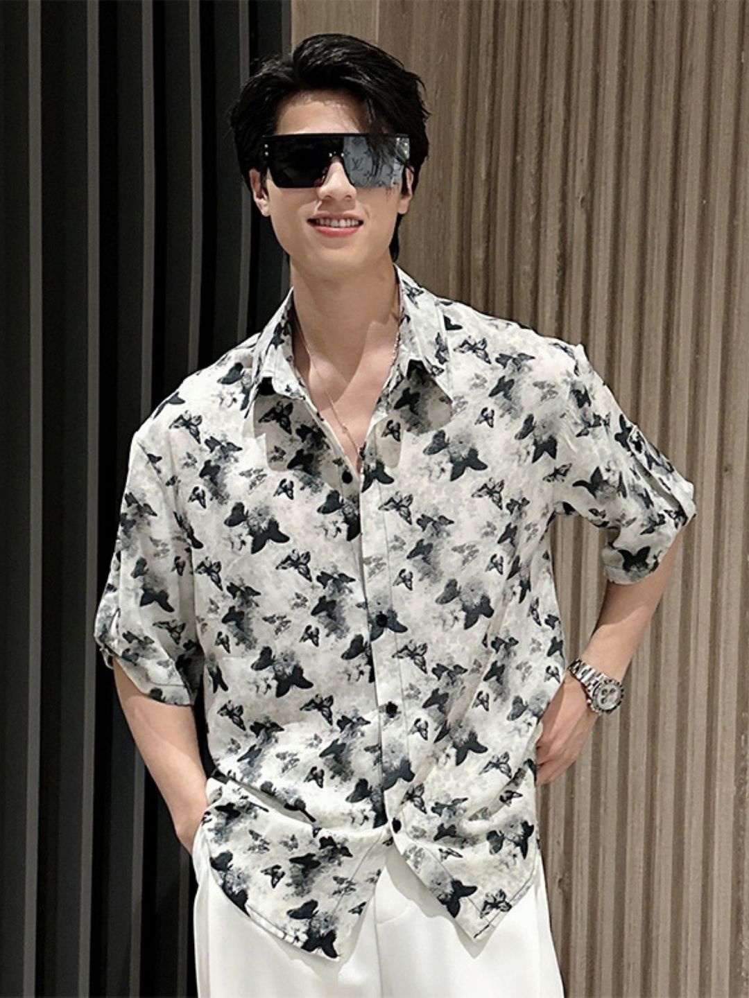 

HERE&NOW Men Original Abstract Printed Casual Shirt, White