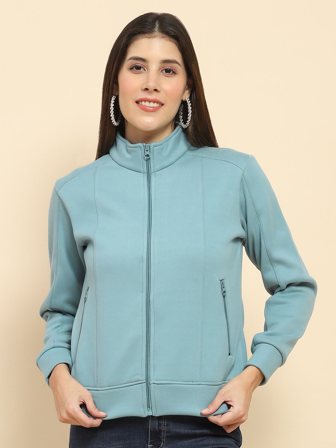 

Global Republic Women Mock Collar Sweatshirt, Blue
