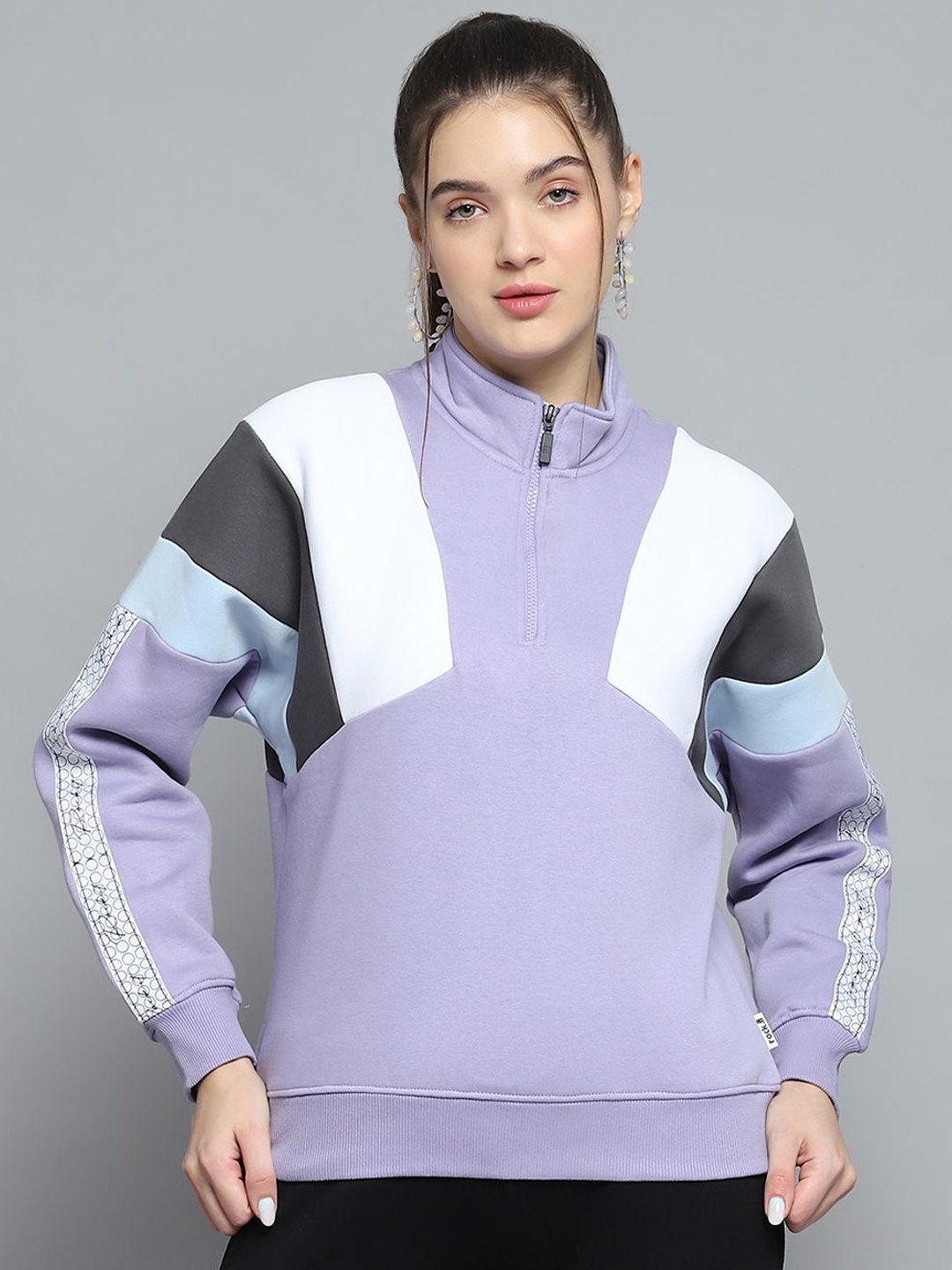 

rock.it Women Colourblocked Sweatshirt, Lavender