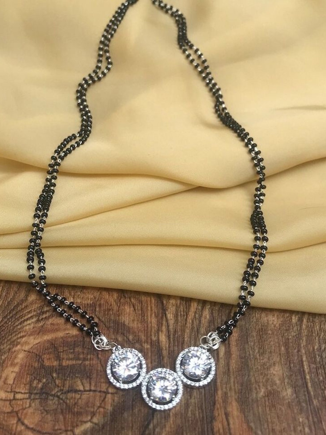 

Wynona Gold-Plated American Diamond Mangalsutra, Silver
