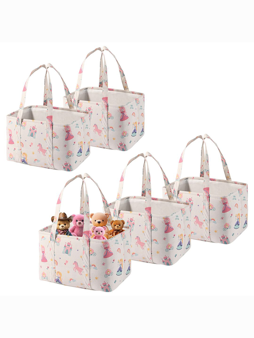 

Kuber Industries Cream-Coloured Set of 5 Regular Tote Basket Organisers