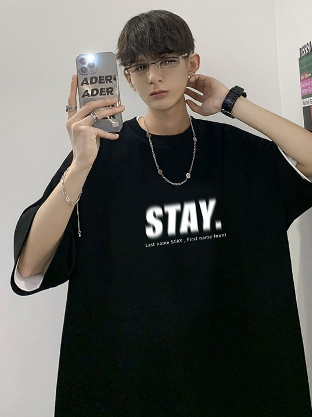 

HERE&NOW Men Typography Printed Round Neck Oversized T-shirt, Black