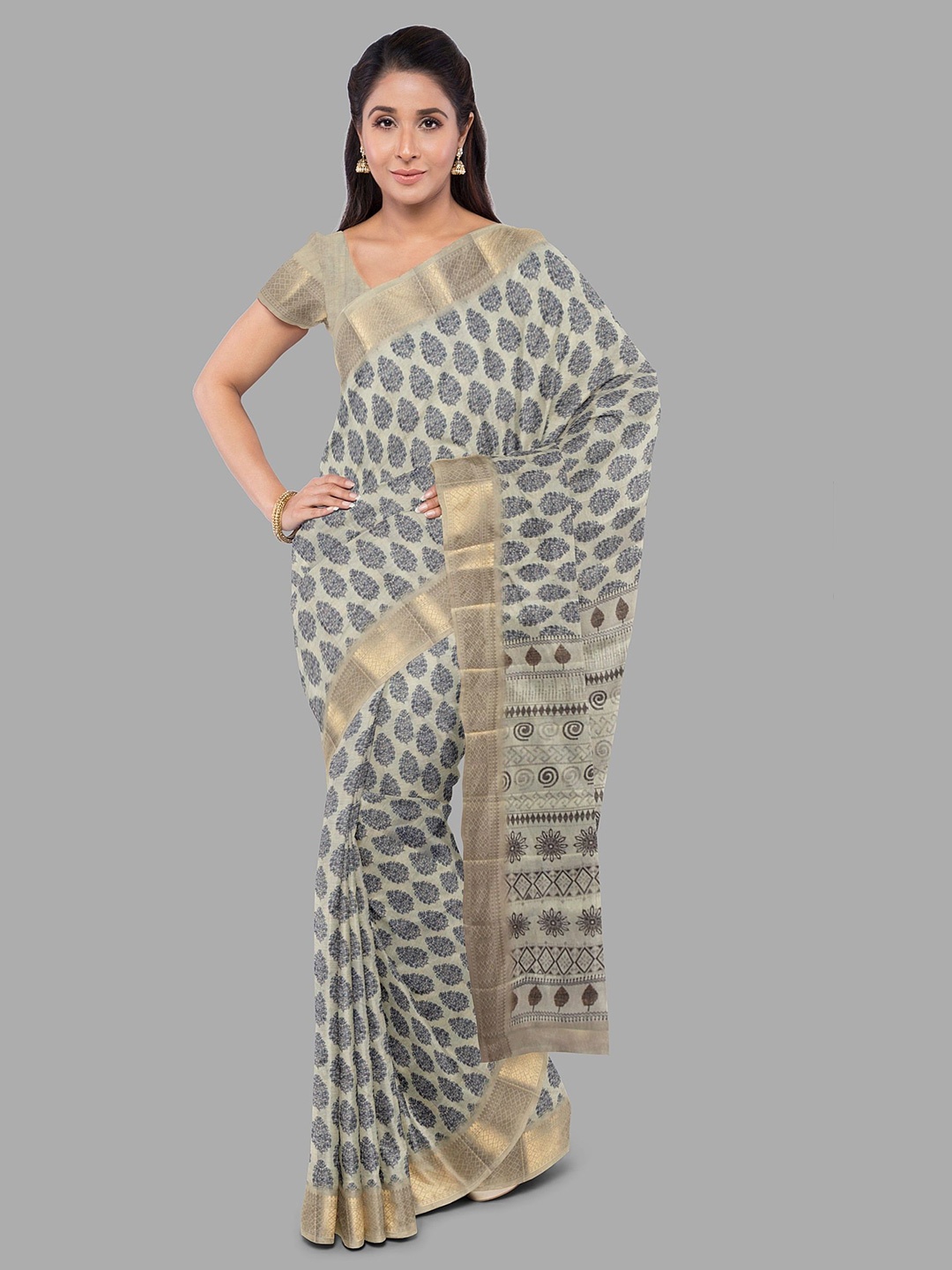 

The Chennai Silks Floral Fusion Kota Saree, Cream