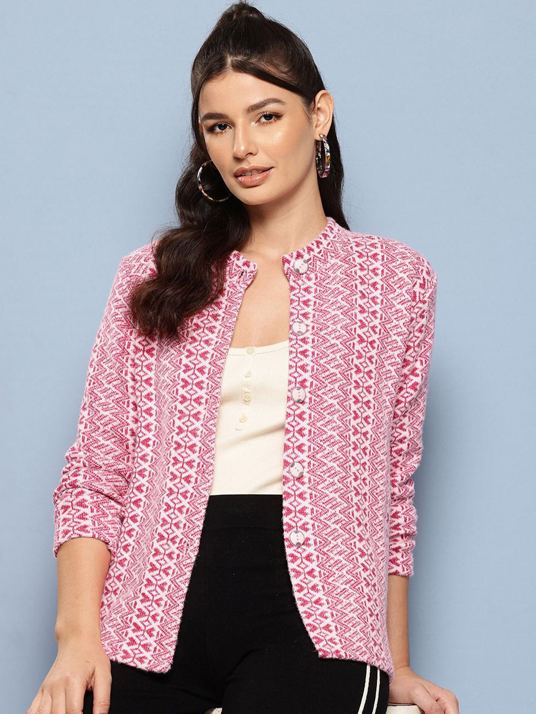 

BAESD Women Woollen Cardigan, Pink