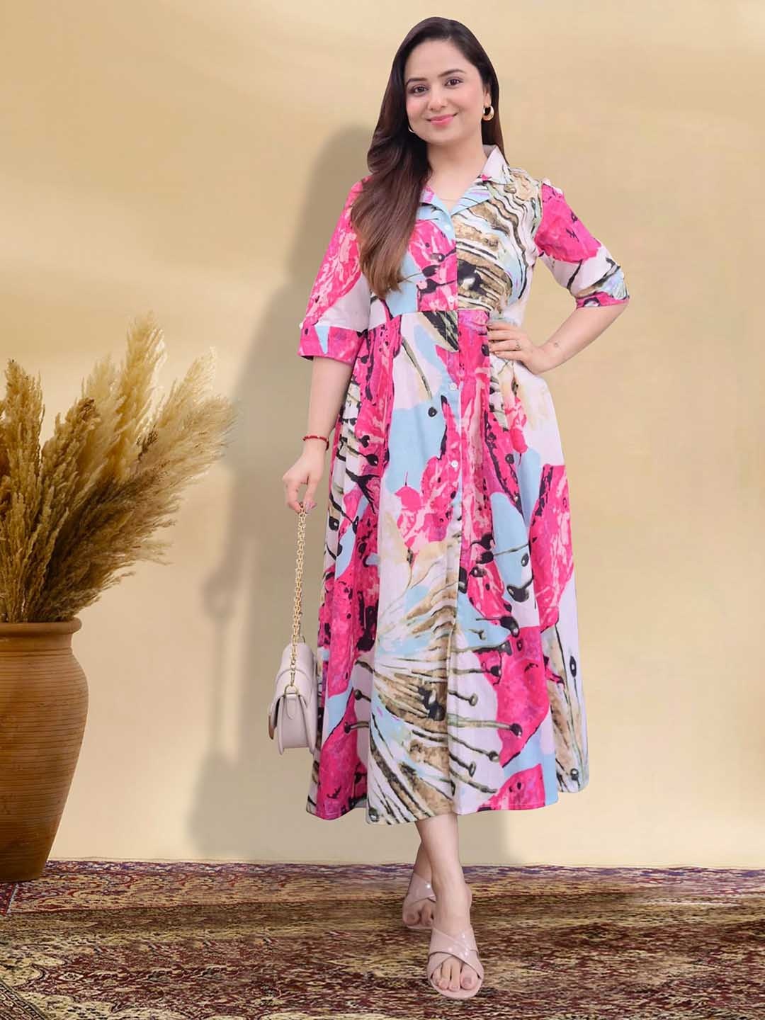 

BAESD Floral Print Applique Fit & Flare Dress, Multi