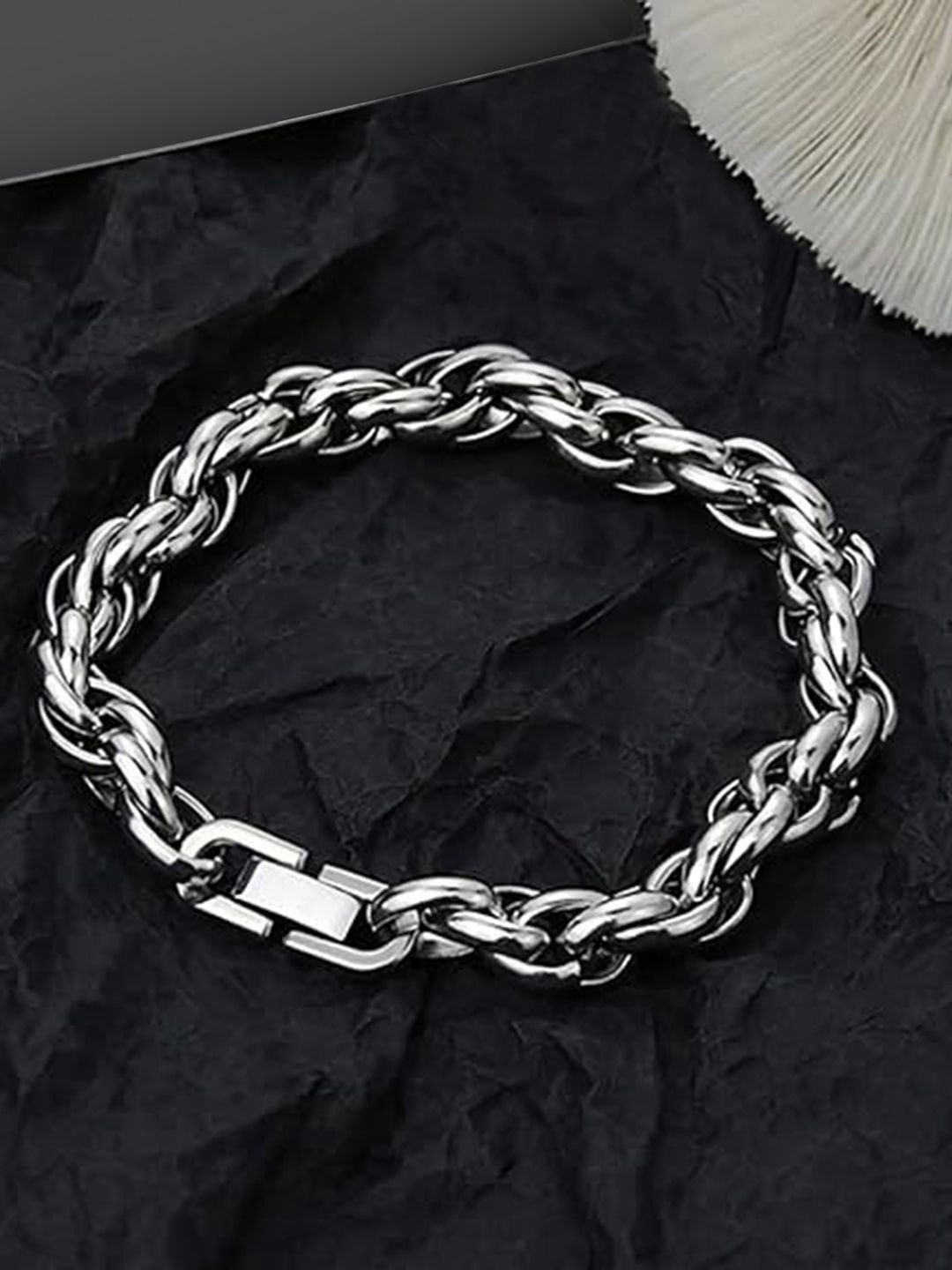 

Peora Men Silver-Plated Stainless Steel Link Bracelet