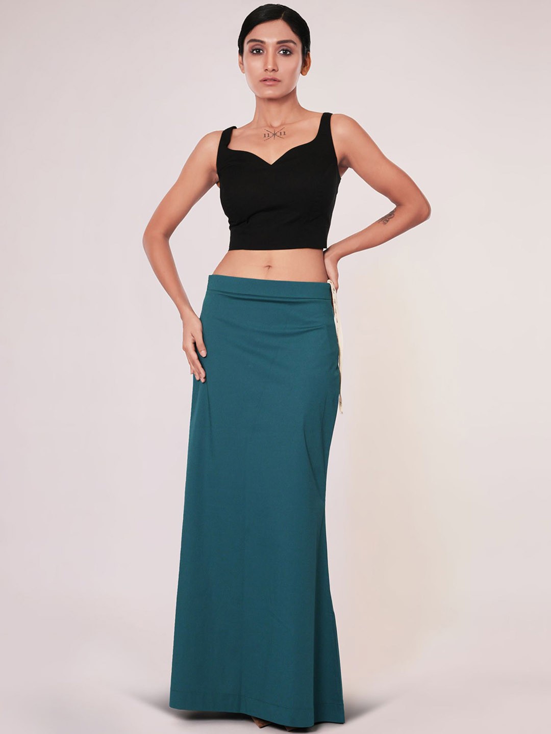 

I AM BY DOLLY JAIN D'coat Simple Petticoat Saree Shapewear, Teal