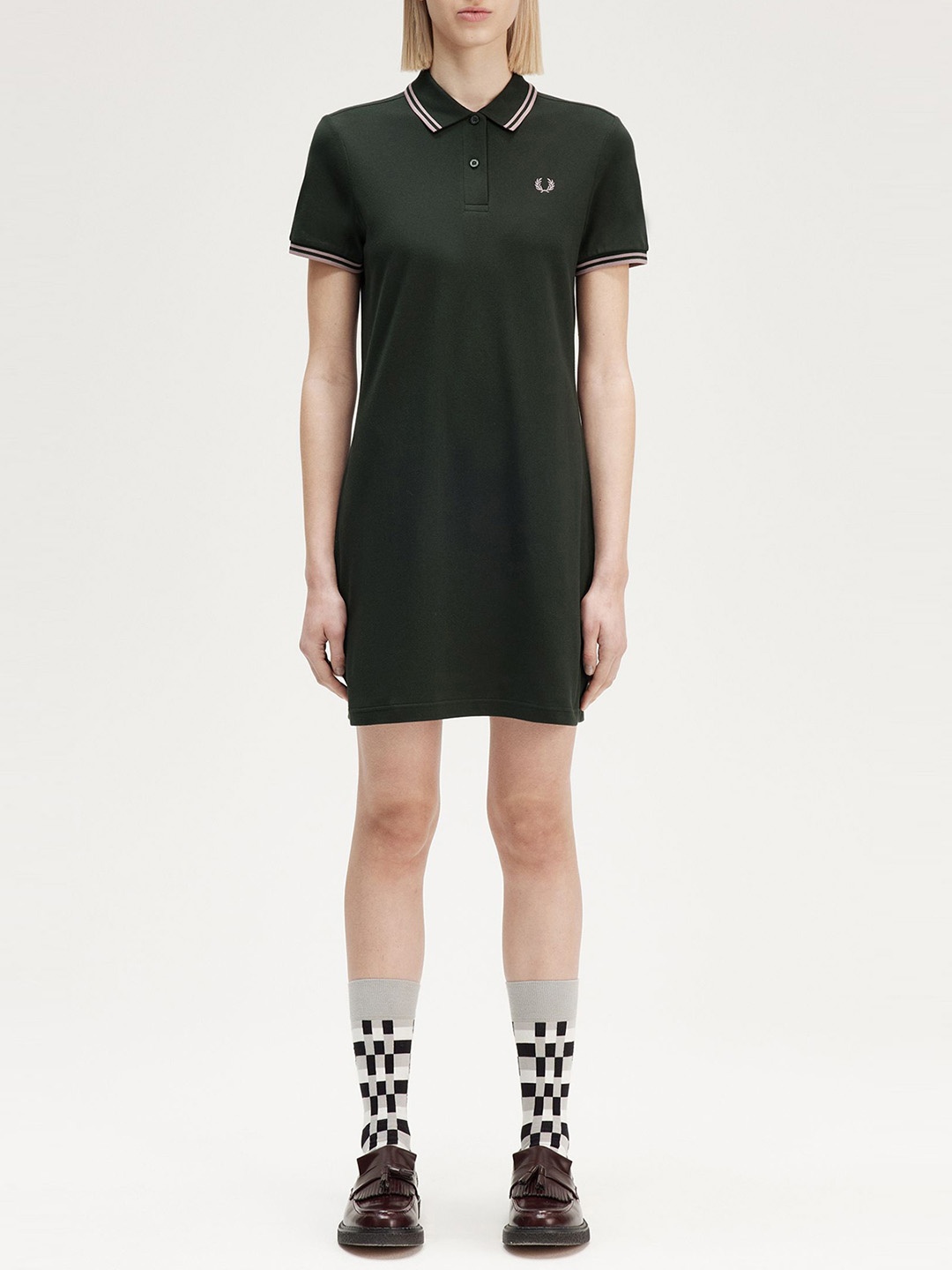 

Fred Perry Women Shirt Collar T-shirt Dress, Green