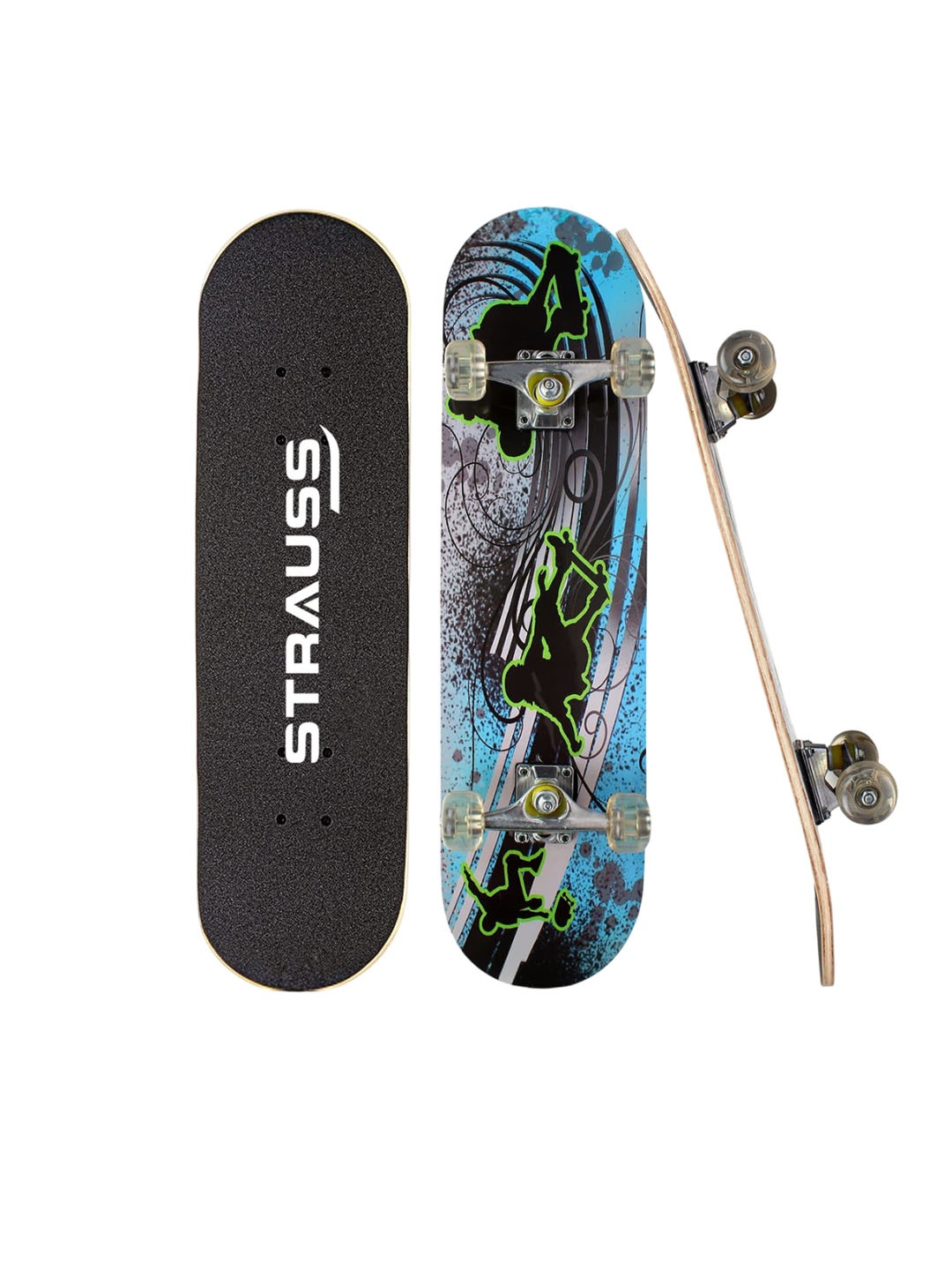 

STRAUSS Lightweight Skateboard With Unique Graphics Sports Accessories, Blue