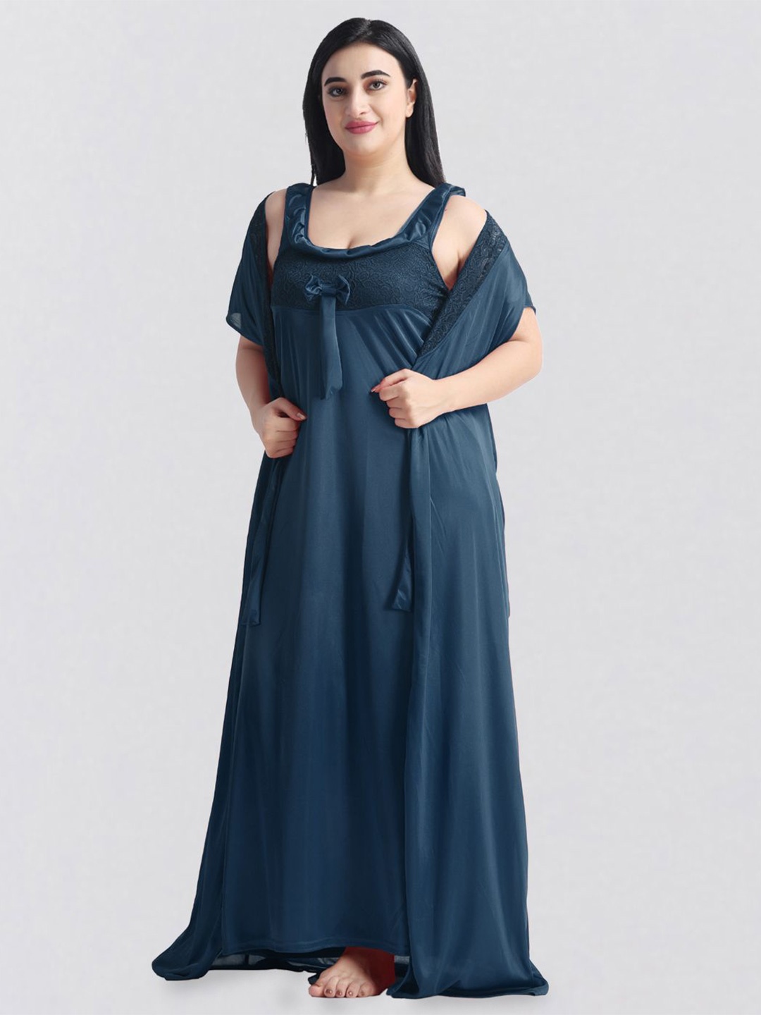 

NIGHT KEYS Women Maxi Nightdress, Navy blue