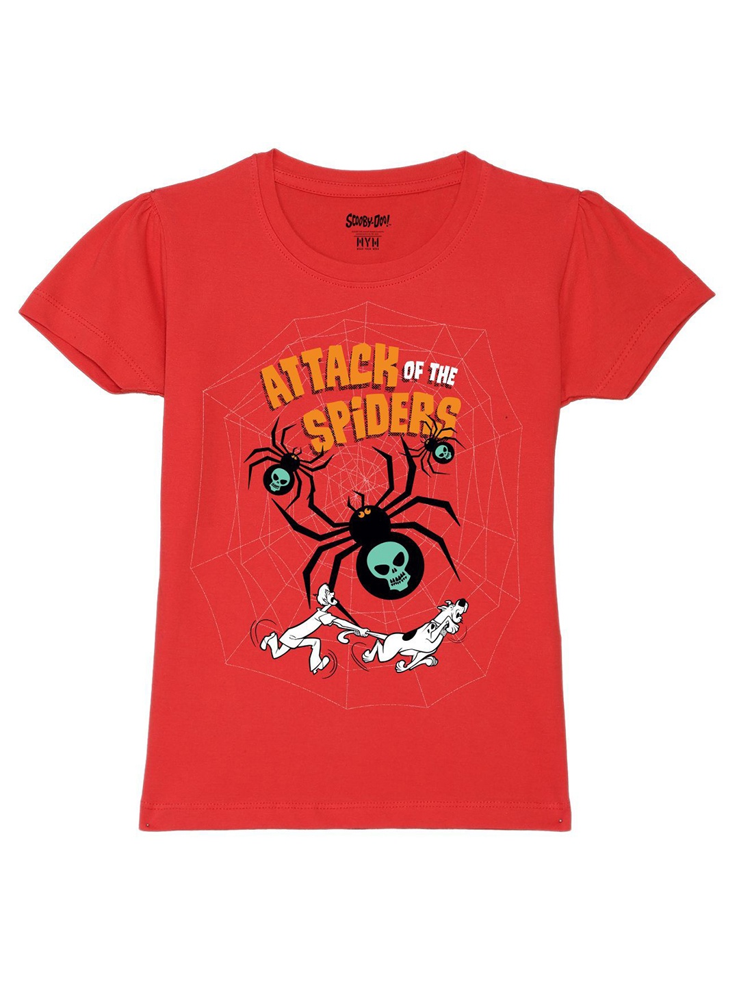 

Wear Your Mind Girls Graphic Printed Round Neck Pure Cotton Scooby-Doo T-shirt, Red