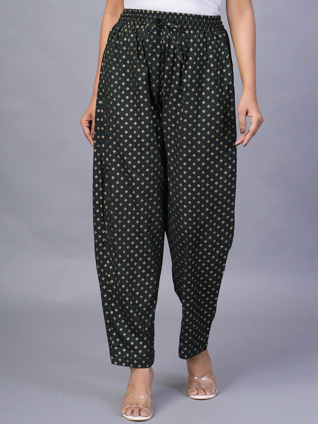 

KALINI Women Printed Trousers, Green