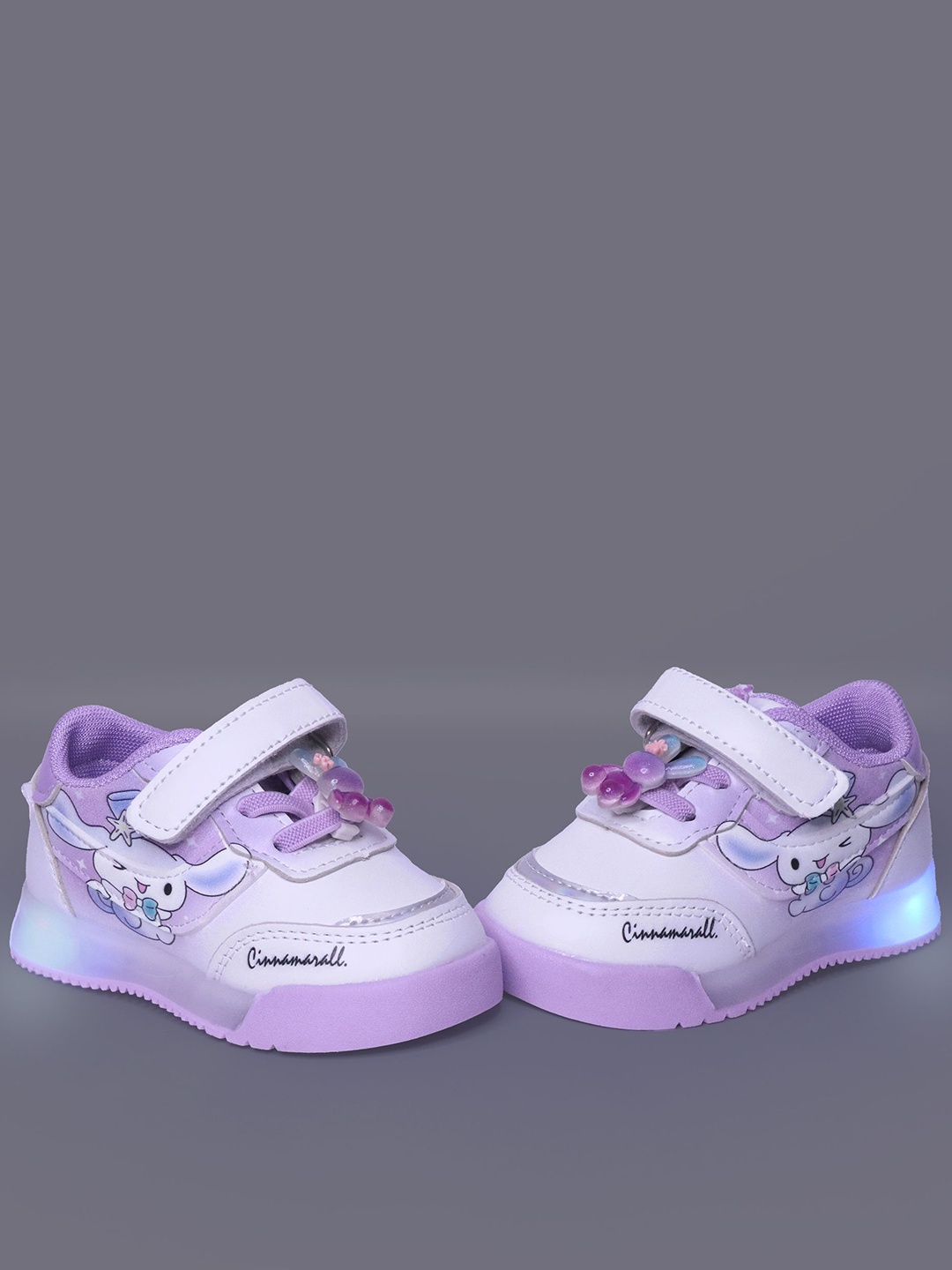 

NEW STEPS Unisex Kids Colourblocked LED Velcro Sneakers, Purple