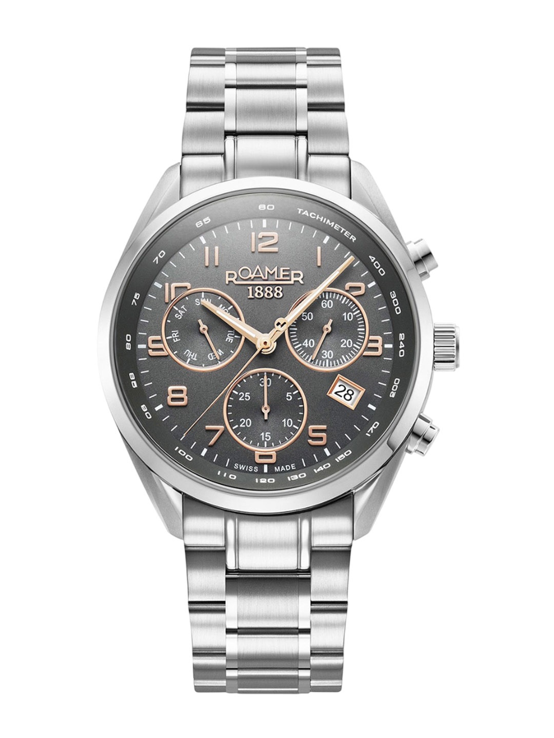 

ROAMER Men Brass Dial &Bracelet Style Straps Analogue Chronograph Watch 993819 41 54 20, Grey