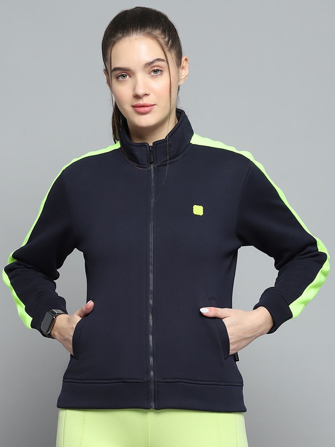 

rock.it Women Colourblocked Sweatshirt, Navy blue