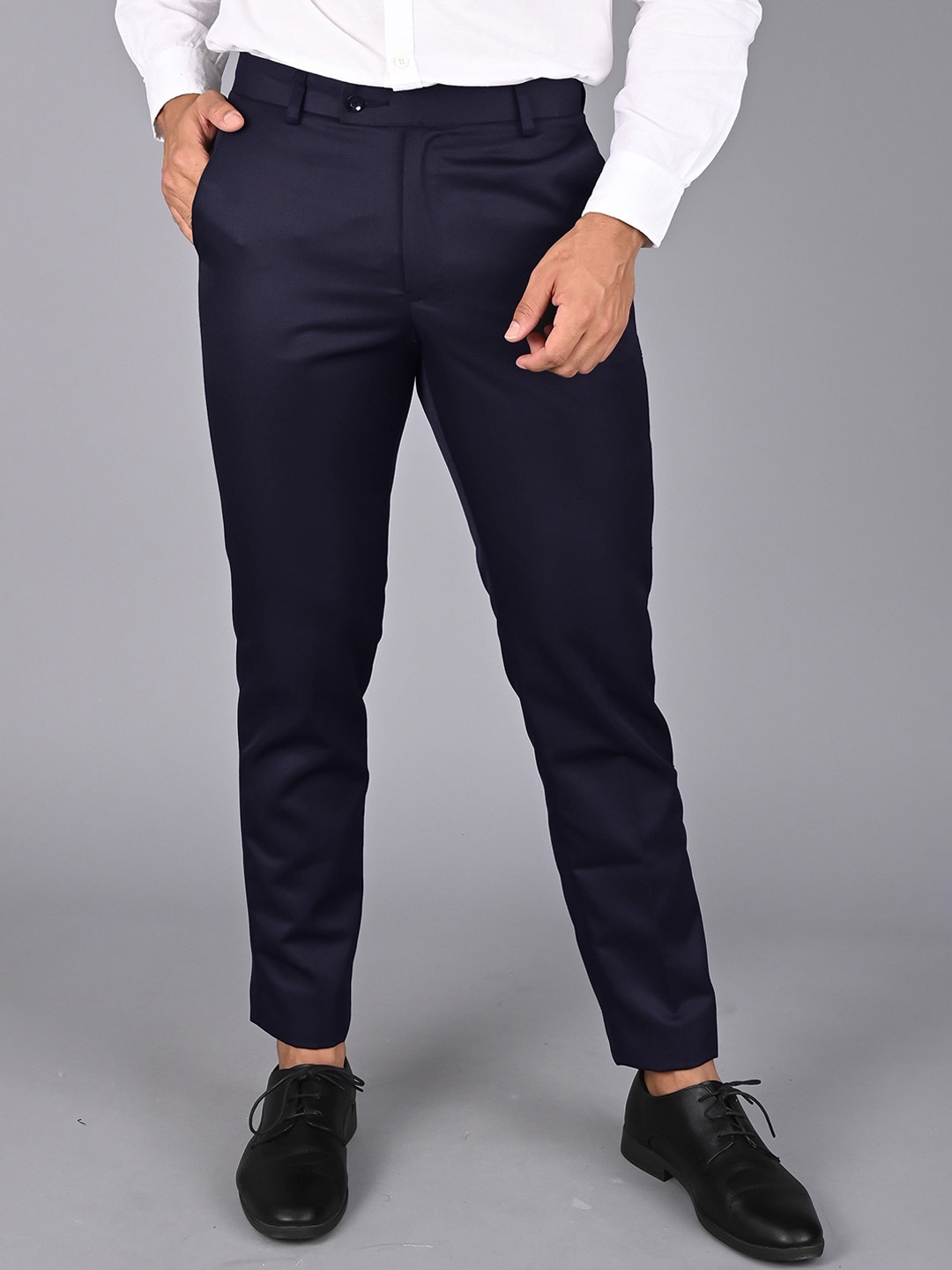 

MANCREW Men Cotton Smart Easy Wash Trousers, Navy blue