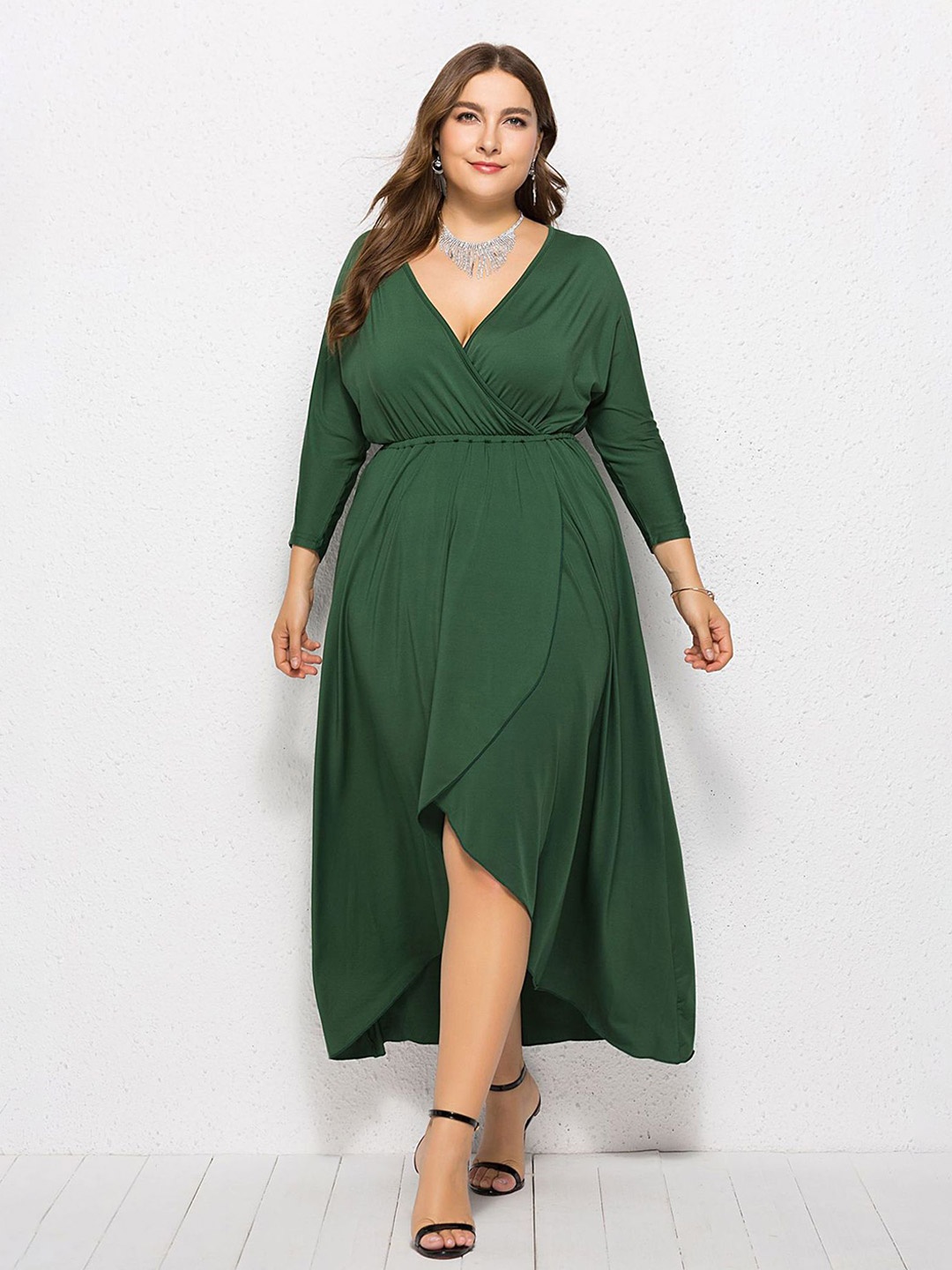 

StyleCast Curve Plus Size V-Neck High-Low Wrap Dress, Green