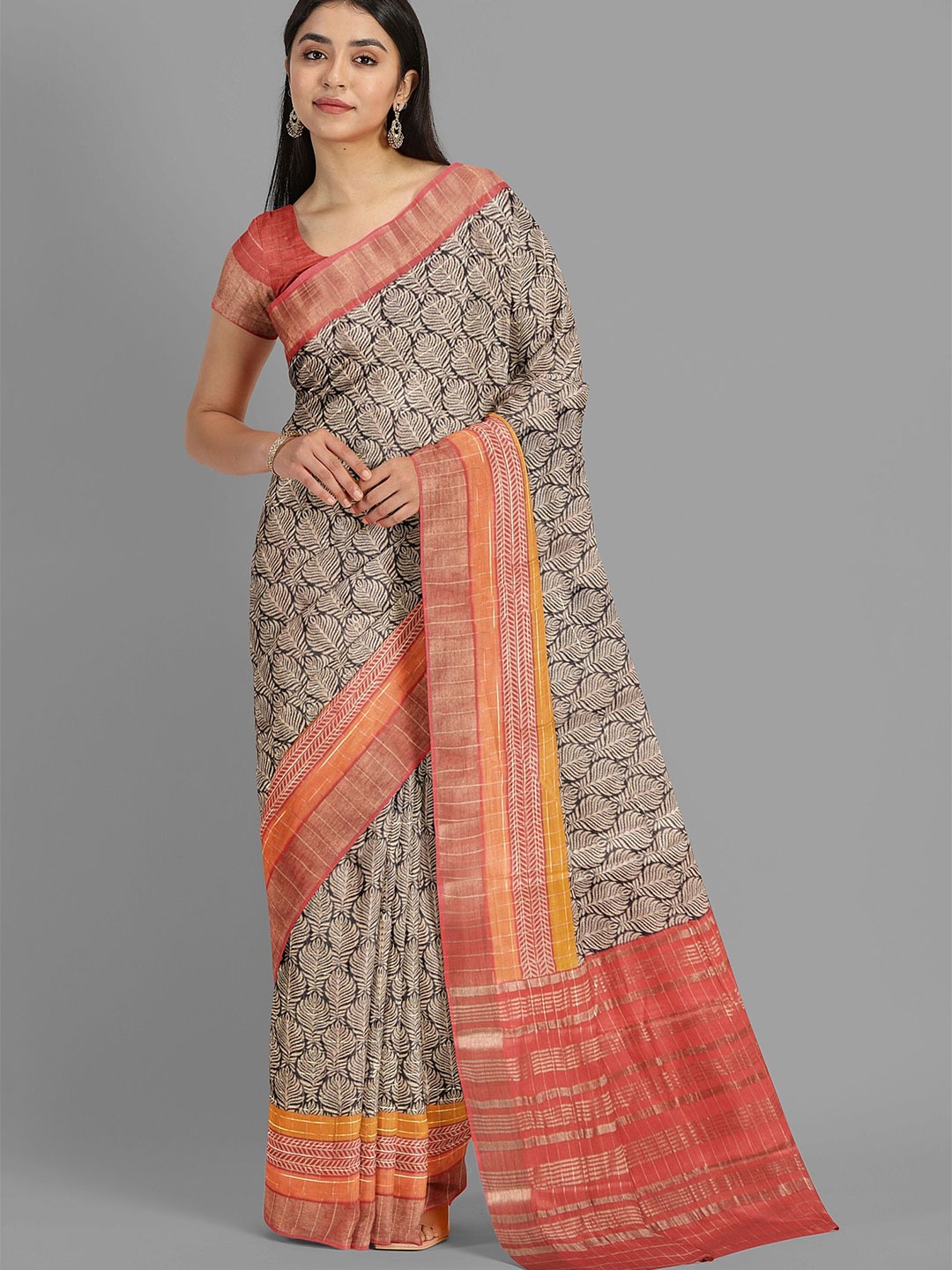 

The Chennai Silks Floral Fusion Banarasi Saree, Brown