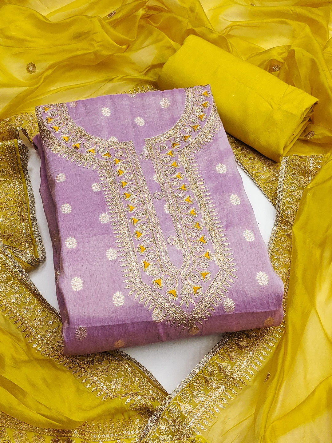 

KALINI Unstitched Dress Material, Lavender