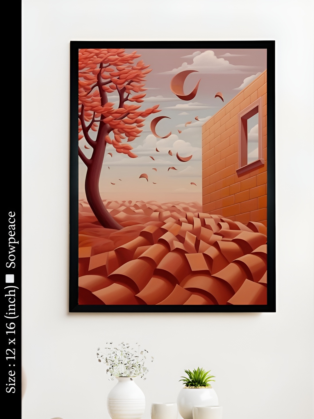 

SOWPEACE Peach-Coloured & Blue 1 Piece Canvas Abstract Wall Photographs