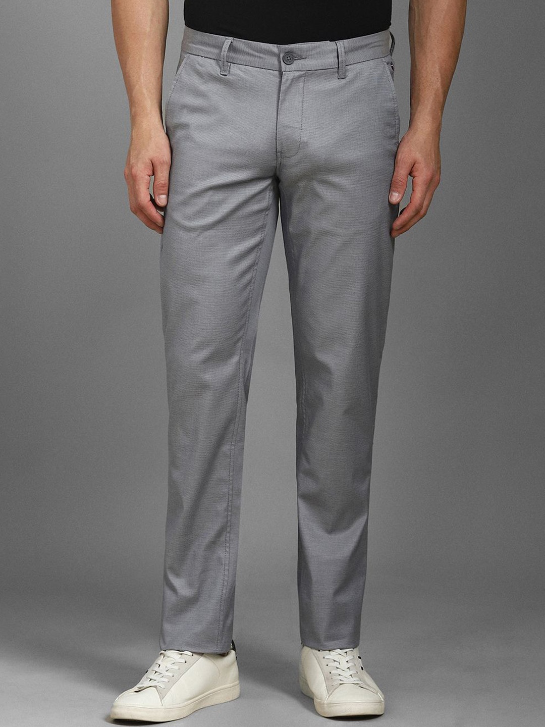 

Louis Philippe Sport Men Slim Fit Mid-Rise Cotton Trousers, Grey
