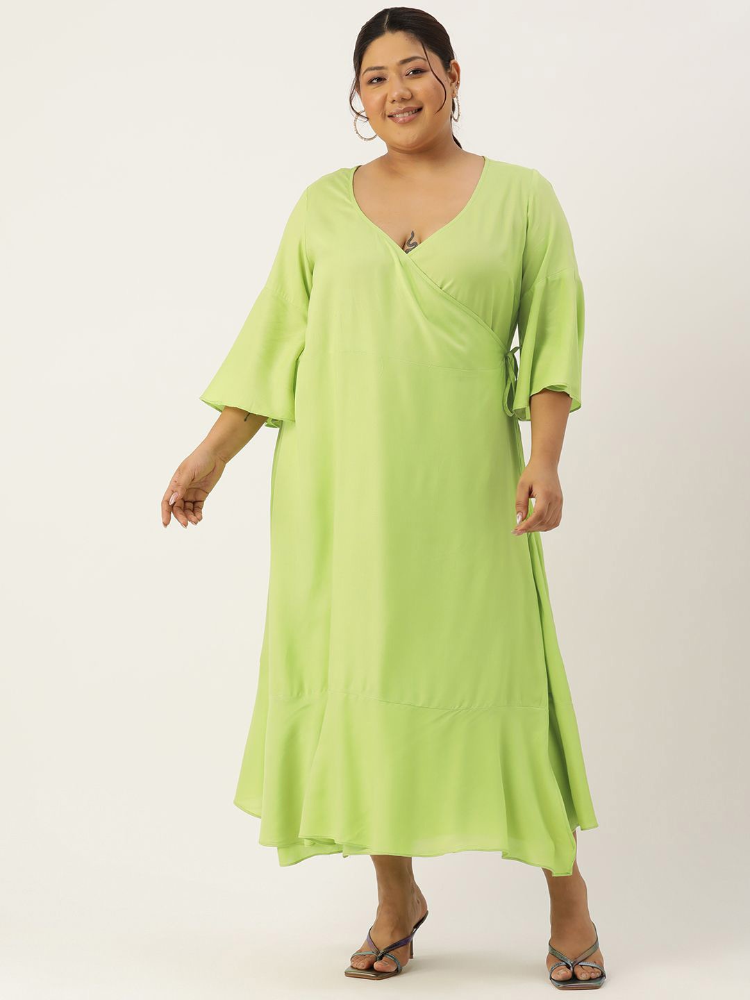 

theRebelinme Women A-Line Maxi Dress, Green