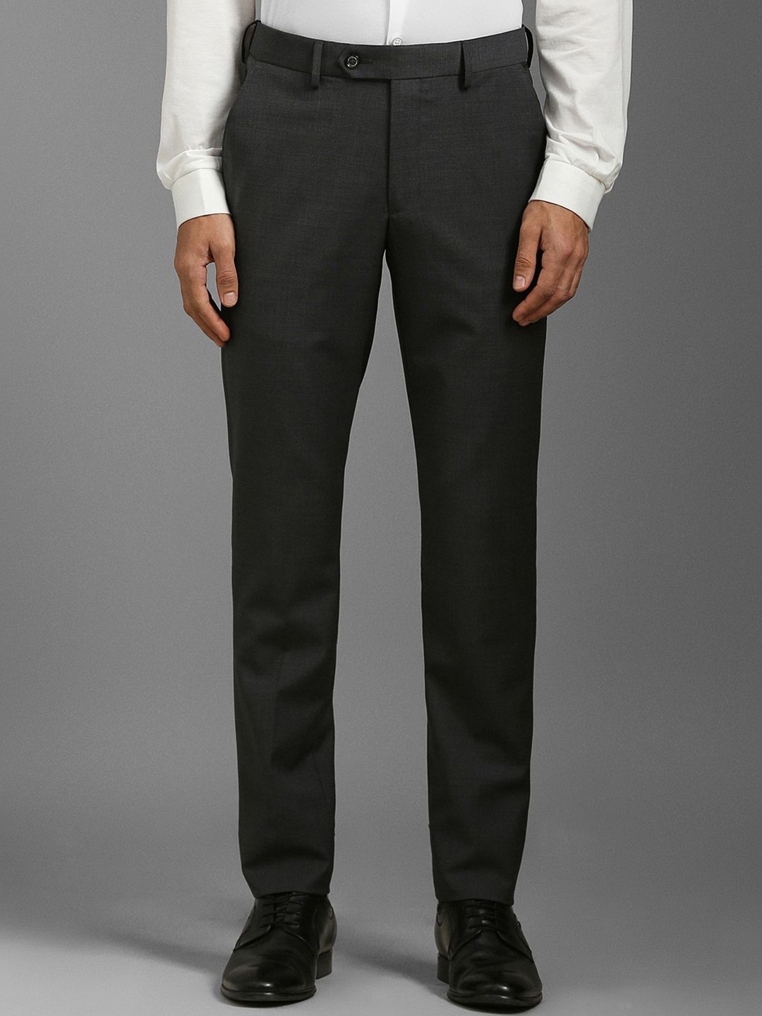 

Louis Philippe Men Slim Fit Mid-Rise Formal Trousers, Black