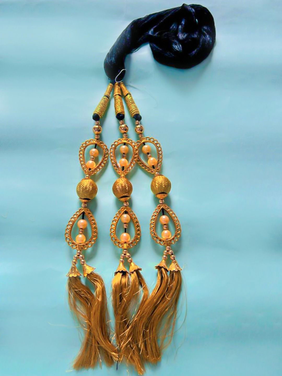 

KRENOZ Women Patiala Bridal Paranda Hair Accessory Set, Gold