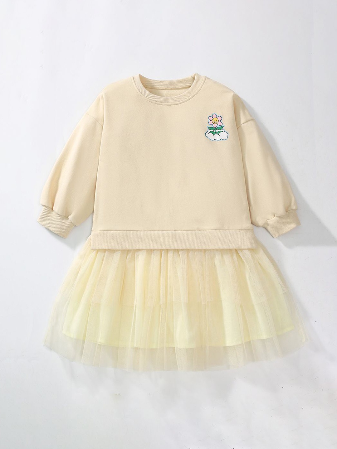 

JC SPARKLE Girls Cotton Drop-Waist Dress, Beige