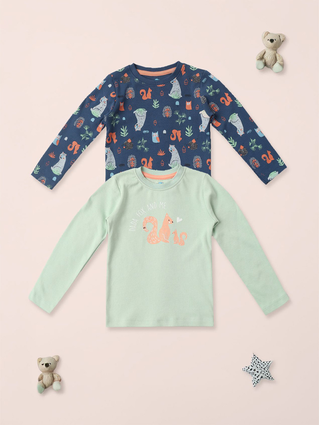 

Nauti Nati Boys Pack of 2 Antimicrobial Graphic Printed T-shirt, Navy blue