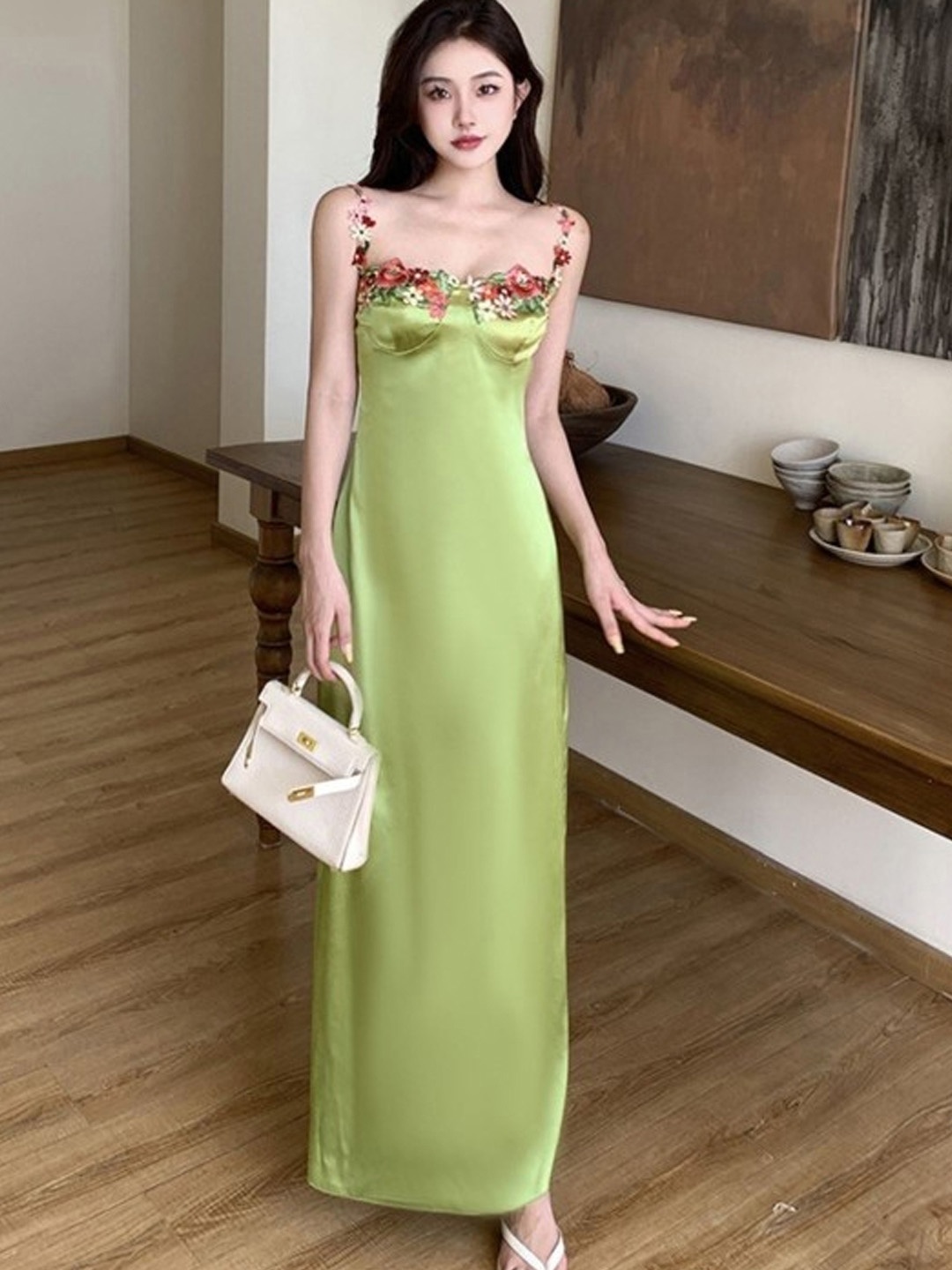 

StyleCast Women Floral Embroidered Maxi Dress, Green