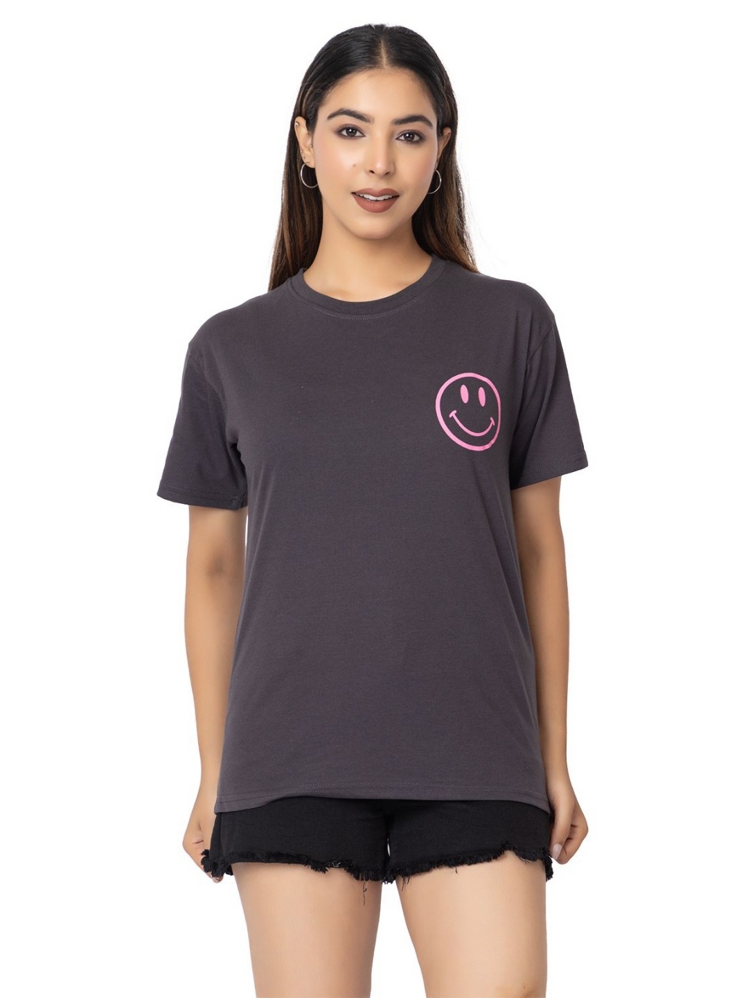 

HILFIRE REGION Women Graphic Printed Round Neck Cotton T-shirt, Grey