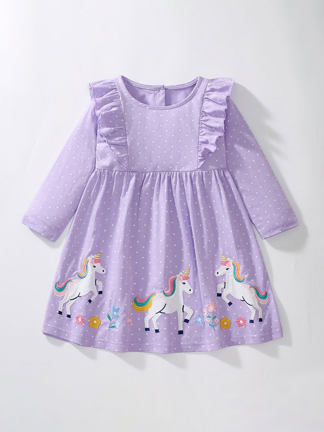 

JC SPARKLE Girls Printed Cotton Fit & Flare Dress, Purple