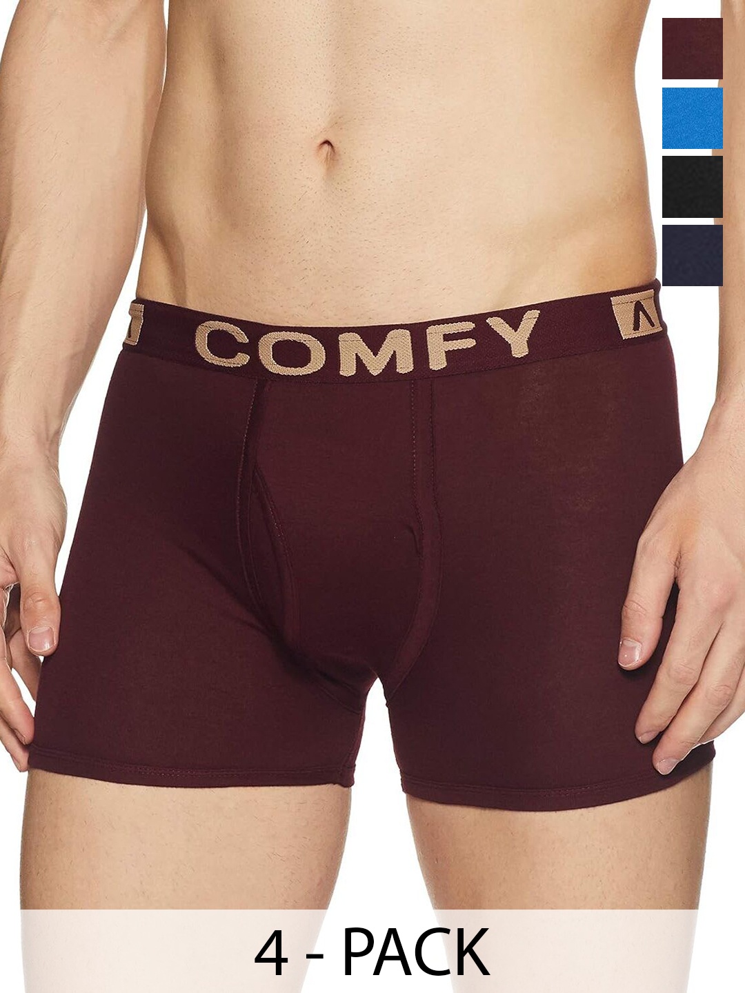 

AMUL COMFY Men Pack Of 4 Assorted Trunks Comfy-Plain-Trunk-OE-4-110, Maroon