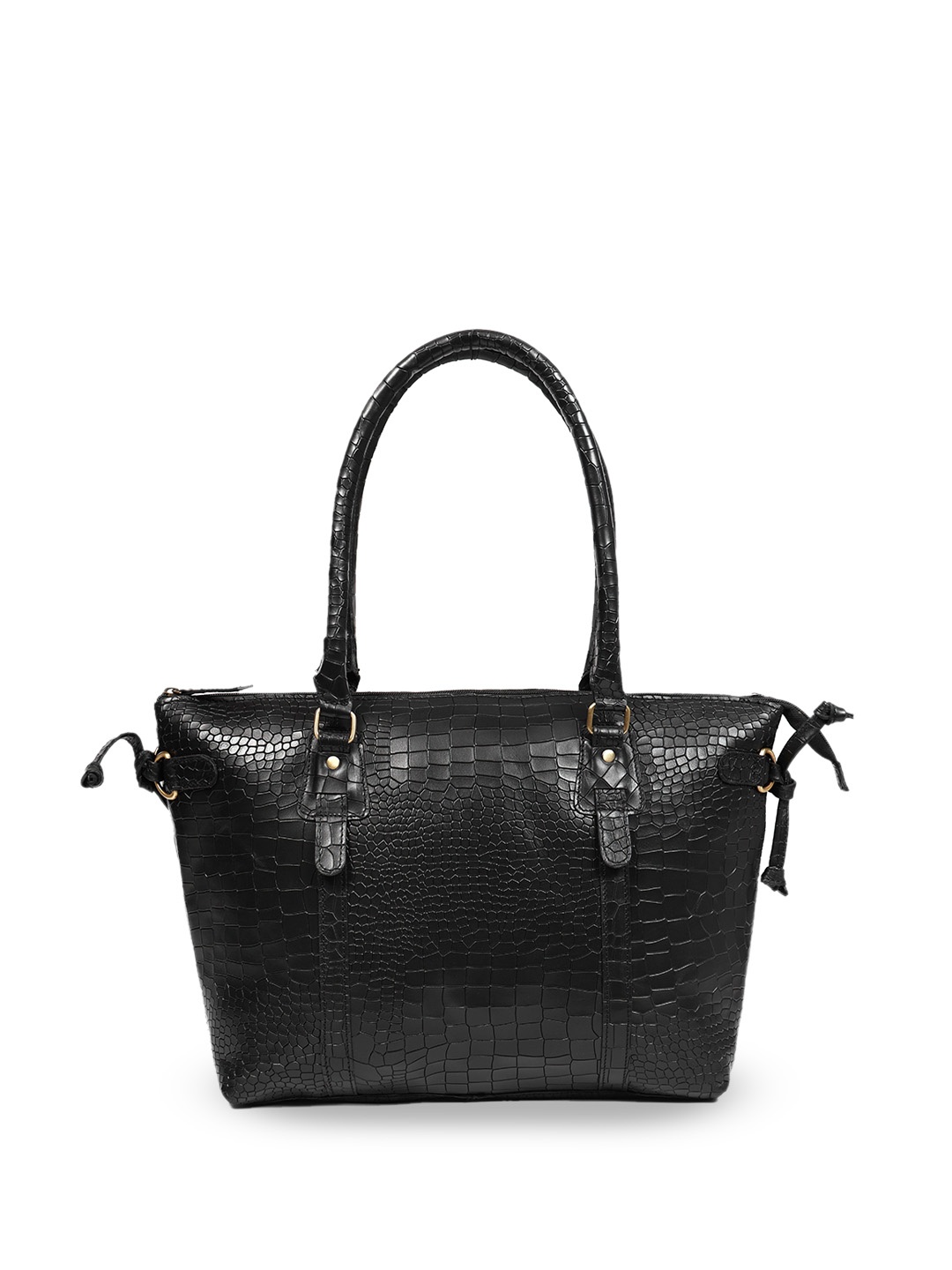 

Celtic Textured Leather Structured Shoulder Bag, Black
