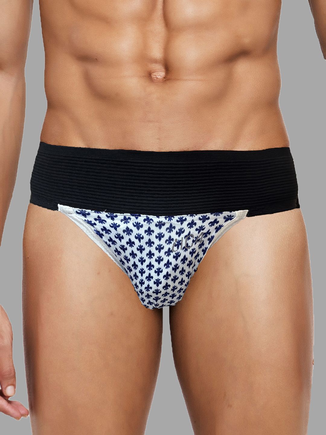 

IC4 Men Floral Printed Mid Rise Gym Supporter Basic Briefs 0POLKA201, Blue