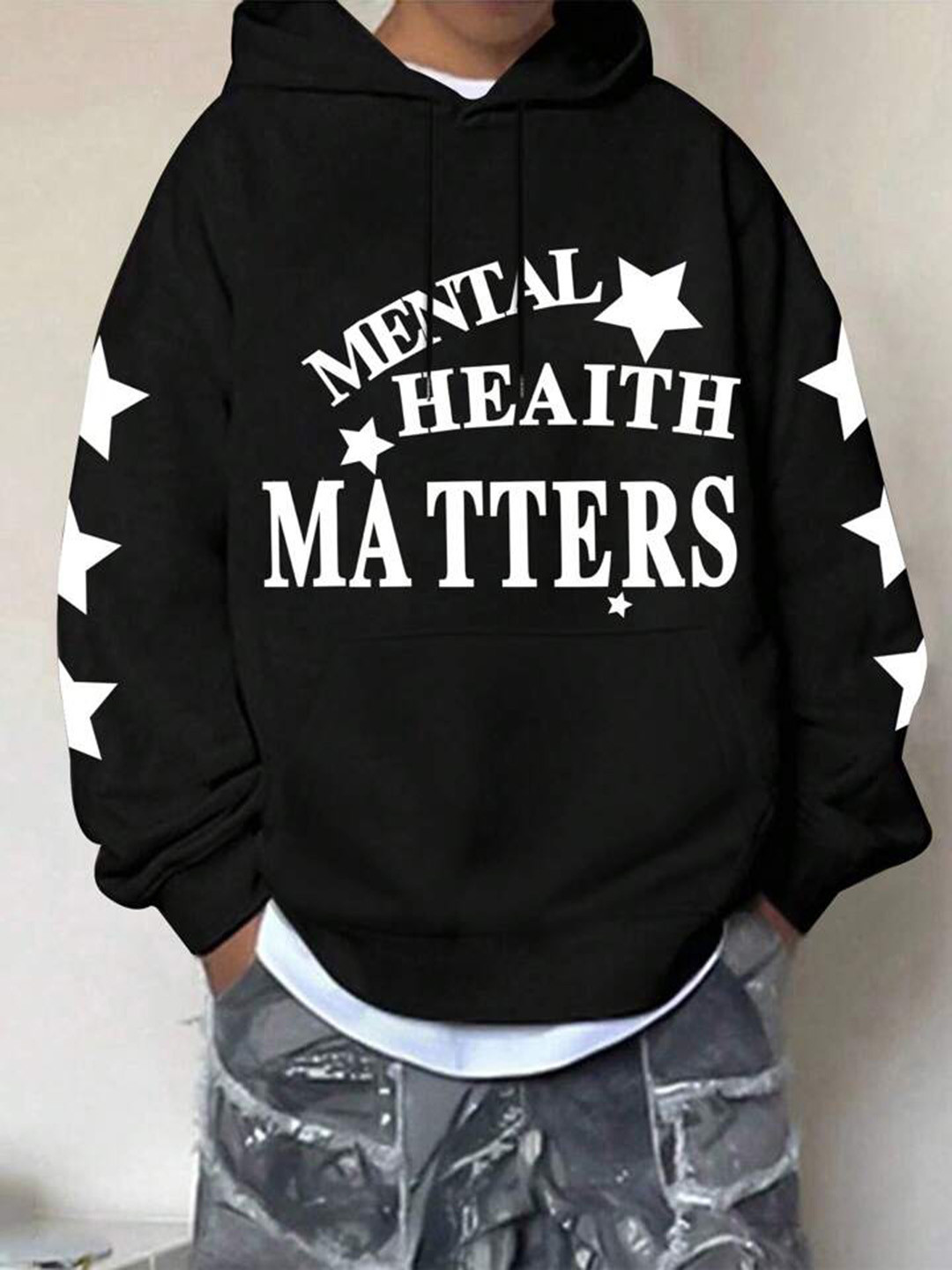 

SAAHASAM Women Printed Hooded Sweatshirt, Black