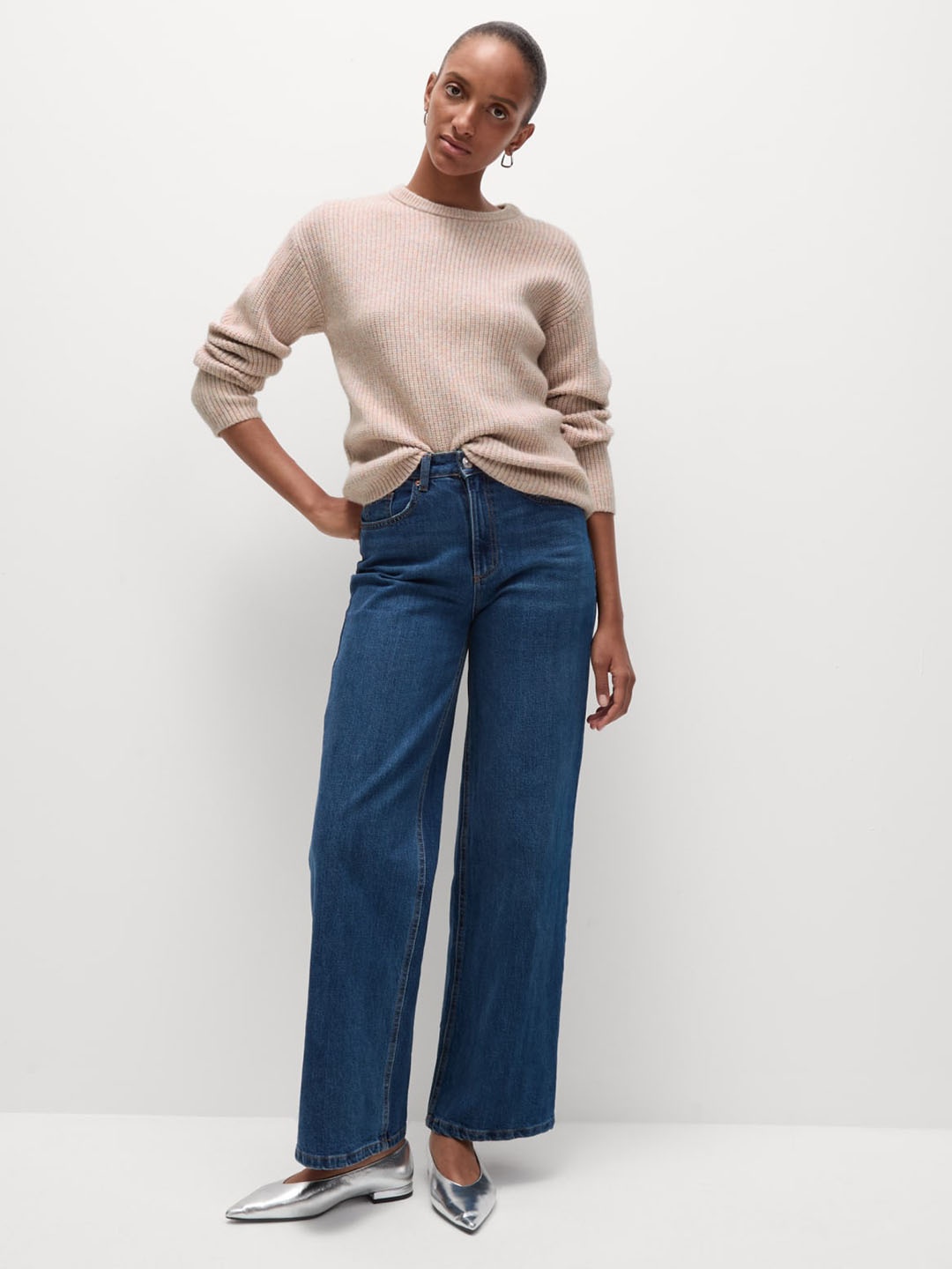 

Marks & Spencer Women Ribbed Pullover Sweaters, Cream