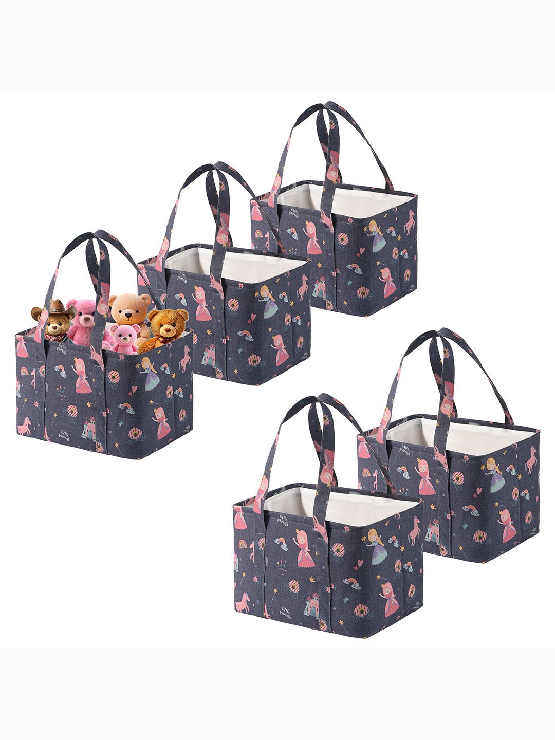 

Kuber Industries Blue Set of 5 Regular Tote Basket Organisers