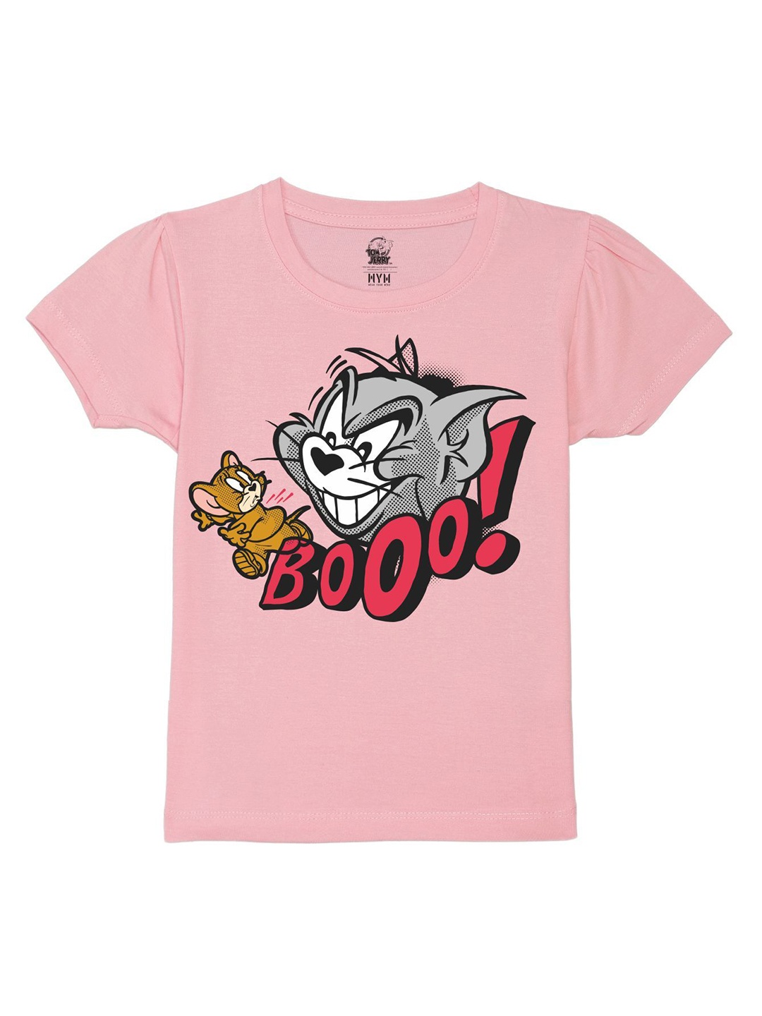 

Wear Your Mind Girls Graphic Printed Round Neck Pure Cotton Tom & Jerry T-shirt, Pink