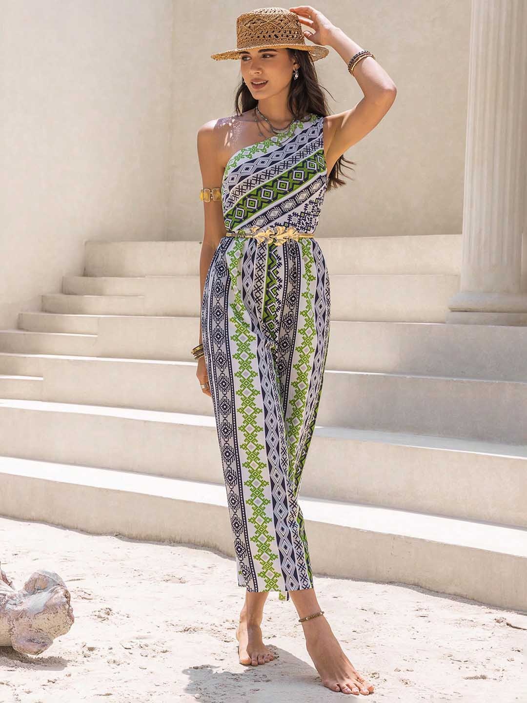 

JC Mode Printed Basic Jumpsuit, Green