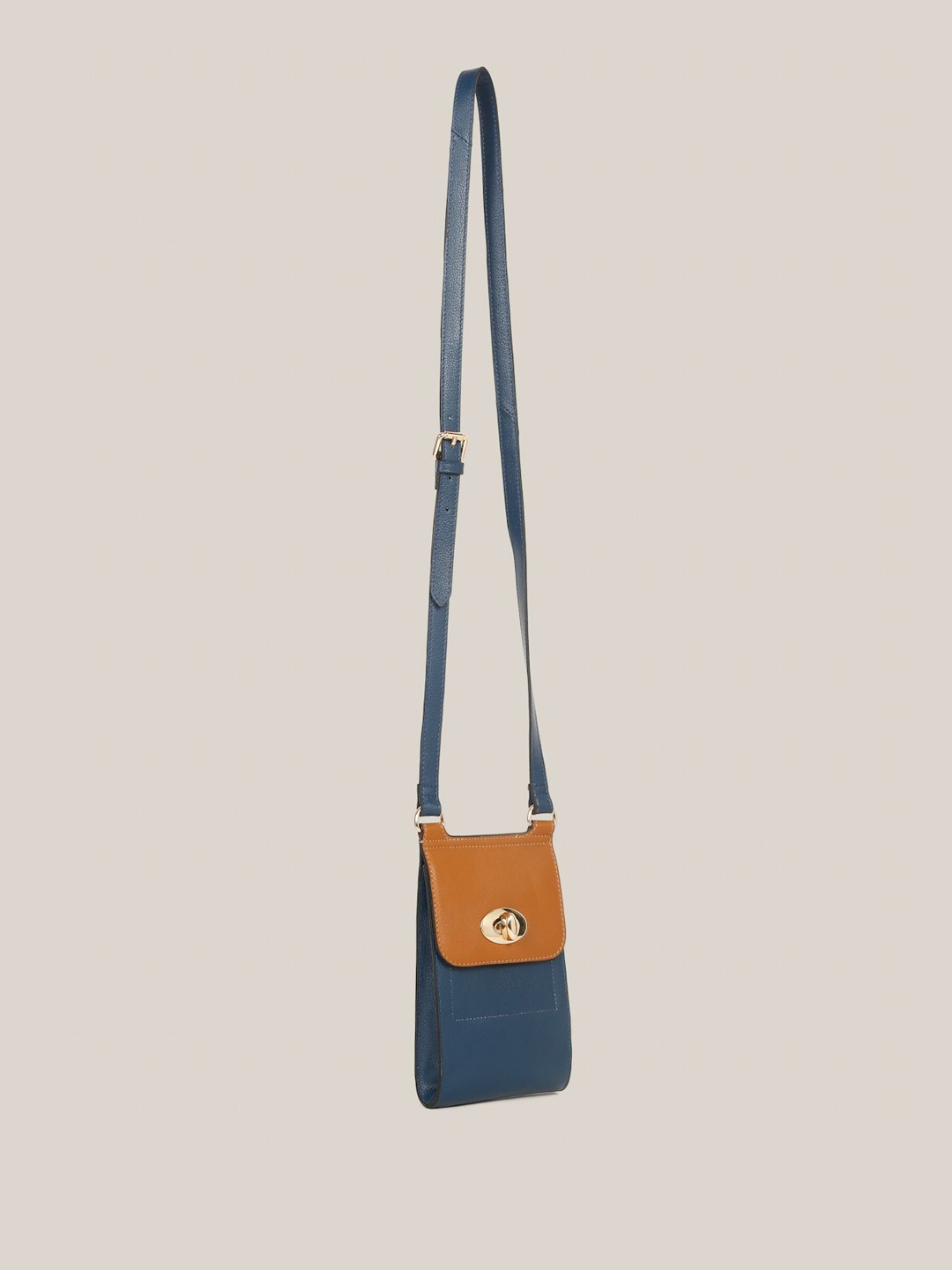 

HATS OFF ACCESSORIES Women Colourblocked Structured Leather Sling Bag, Navy blue