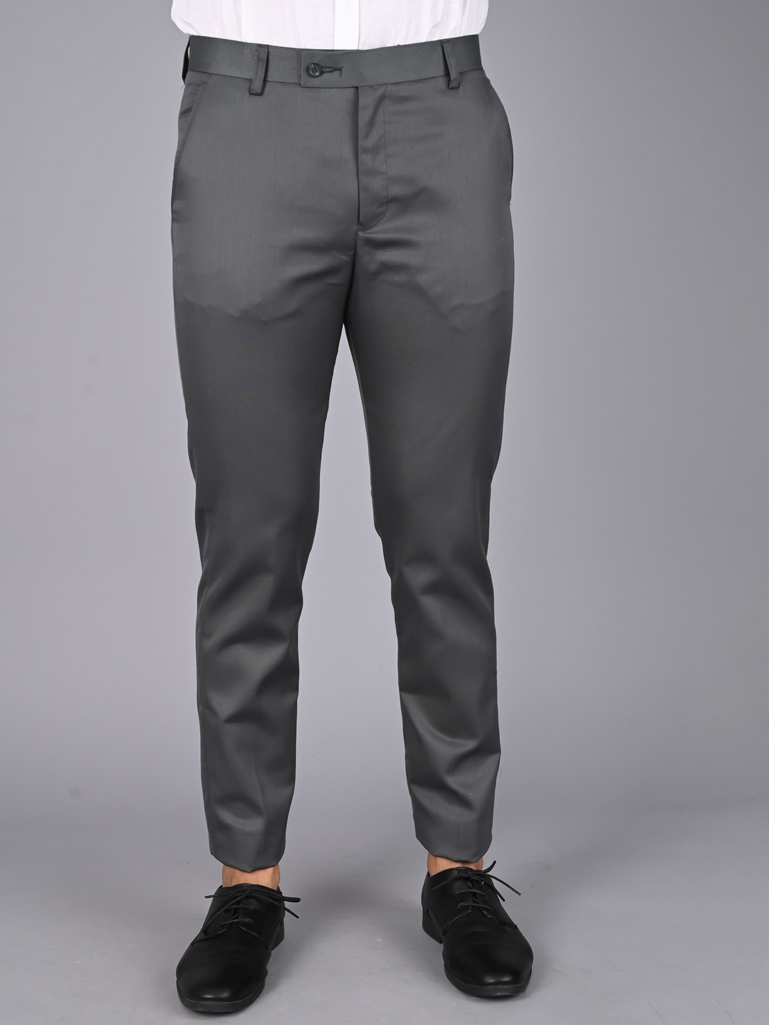 

MANCREW Men Smart Regular Fit Mid-Rise Formal Trouser, Grey