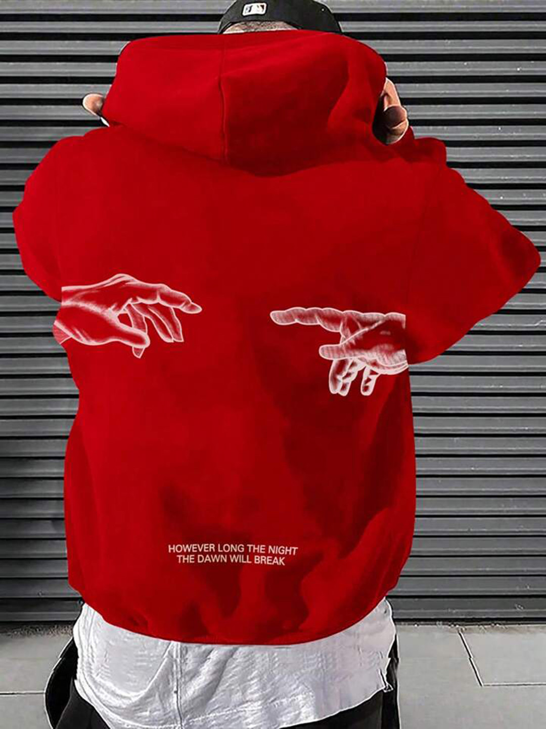 

SAAHASAM Women Printed Hooded Sweatshirt, Red
