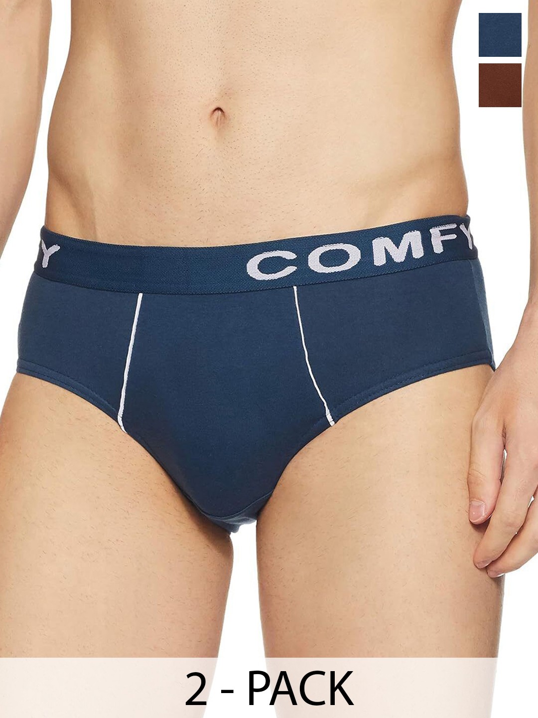 

AMUL COMFY Men Pack Of 2 Pure Combed Cotton Basic BriefsComfy-Brief-OE-2-100, Blue