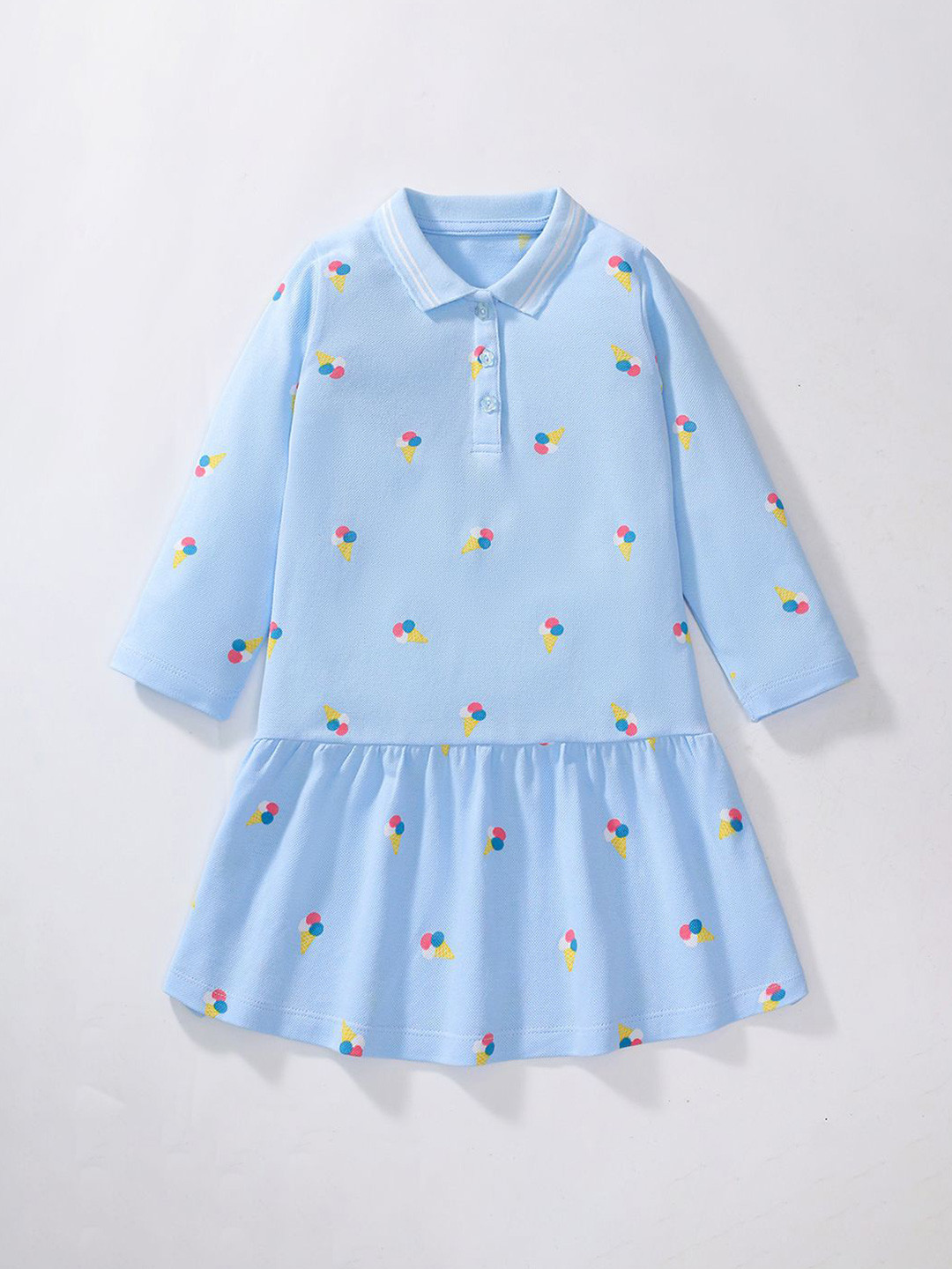 

JC SPARKLE Girls Printed Cotton Drop-Waist Dress, Blue